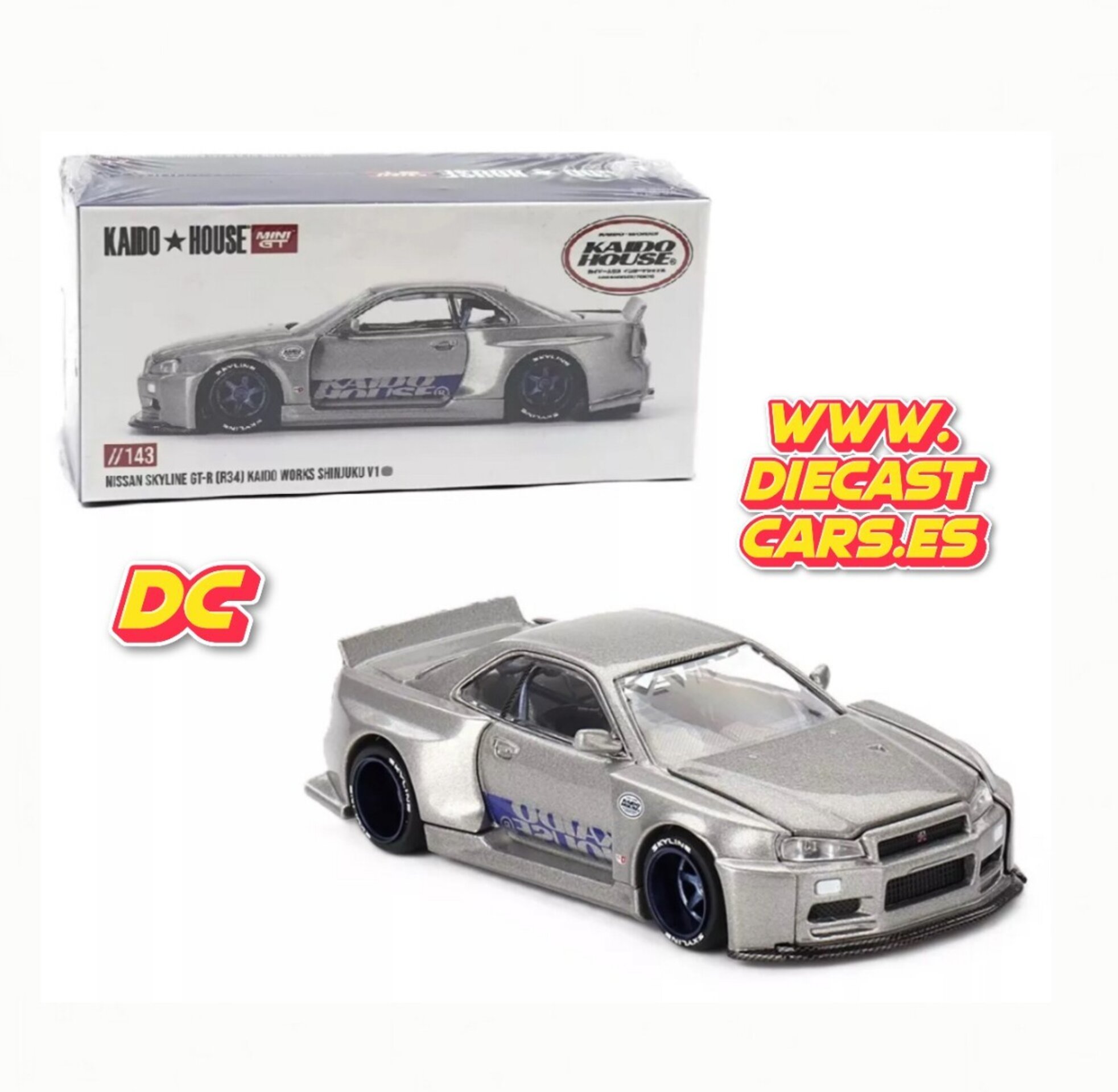 Mini GT Kaido House NISSAN SKYLINE GT-R (R34) Kaido Works Shinjuku V1 //143 - 1