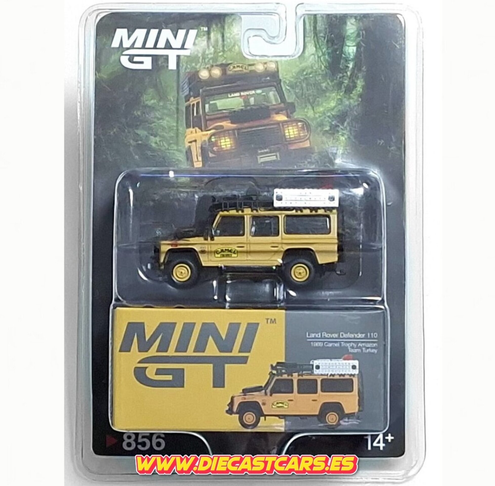Mini GT LAND ROVER DEFENDER 110 1989 Camel Trophy Amazon Team Turkey #856 - 1