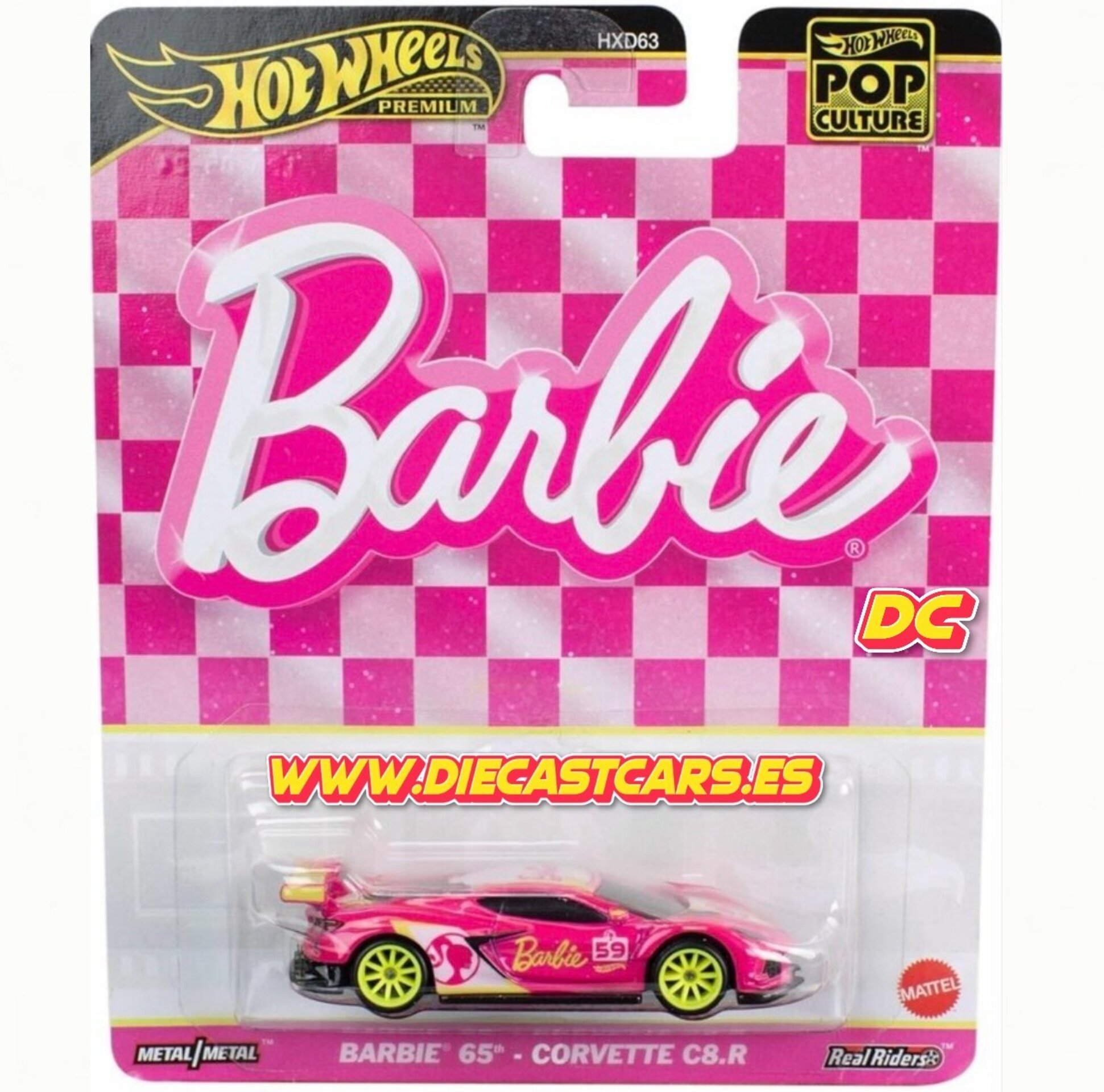 Hot Wheels Premium BARBIE 65 ANNIVERSARY CORVETTE C8.R *Serie Pop Culture* 1:64 - 1