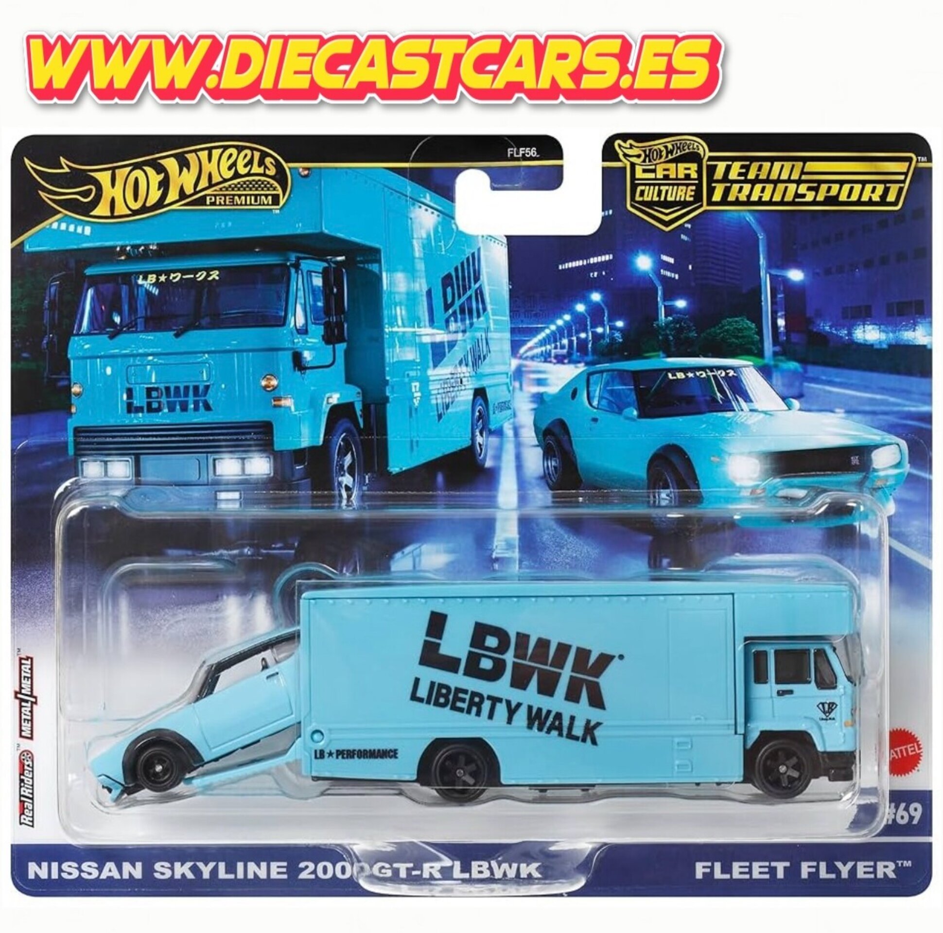 Hot Wheels Premium Team Transport NISSAN SKYLINE 2000GT-R LBWK Liberty Walk #69 - 1