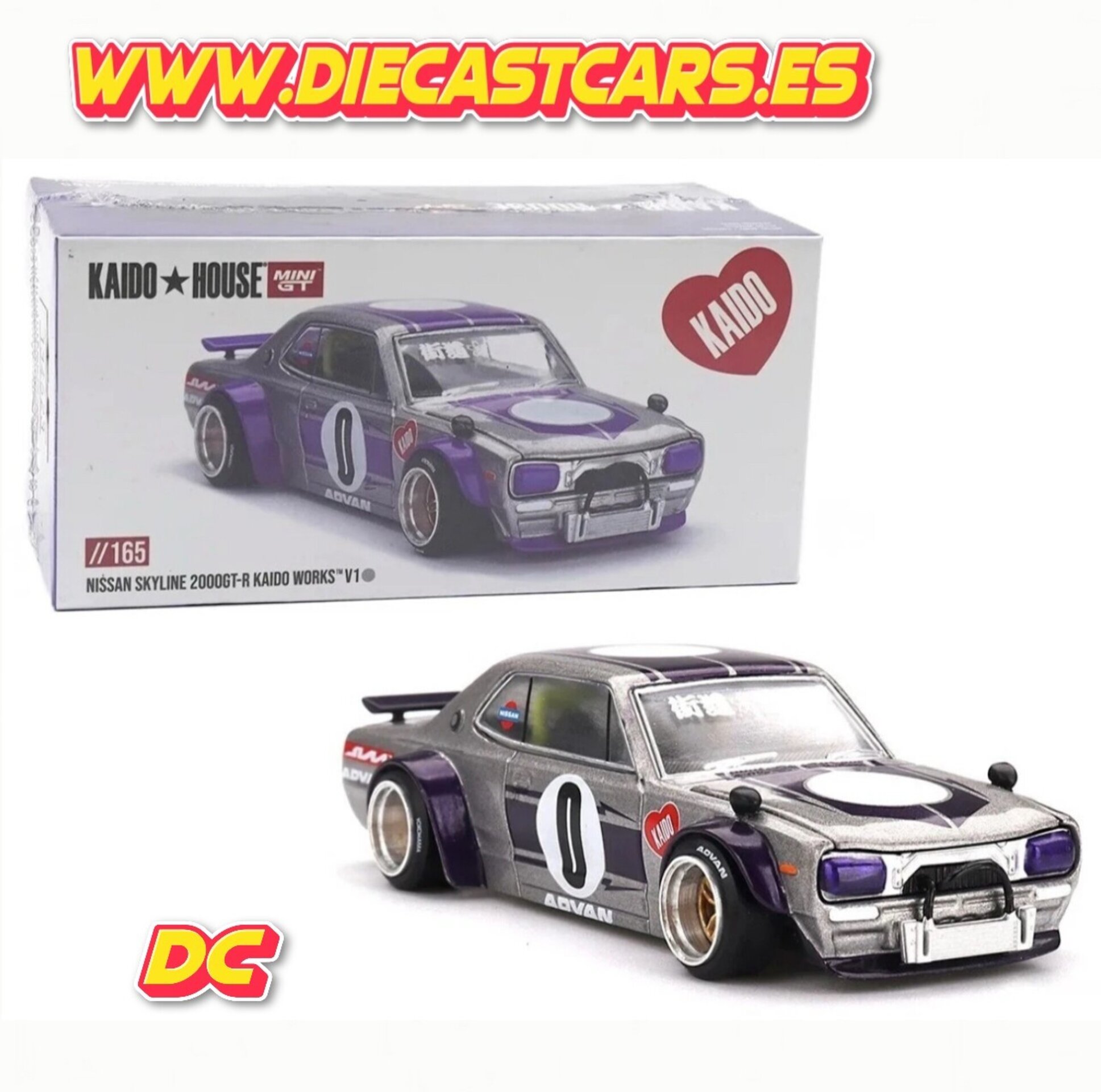 Mini GT Kaido House NISSAN SKYLINE 2000GT-R Kaido Works V1 Silver Purple //165 - 1