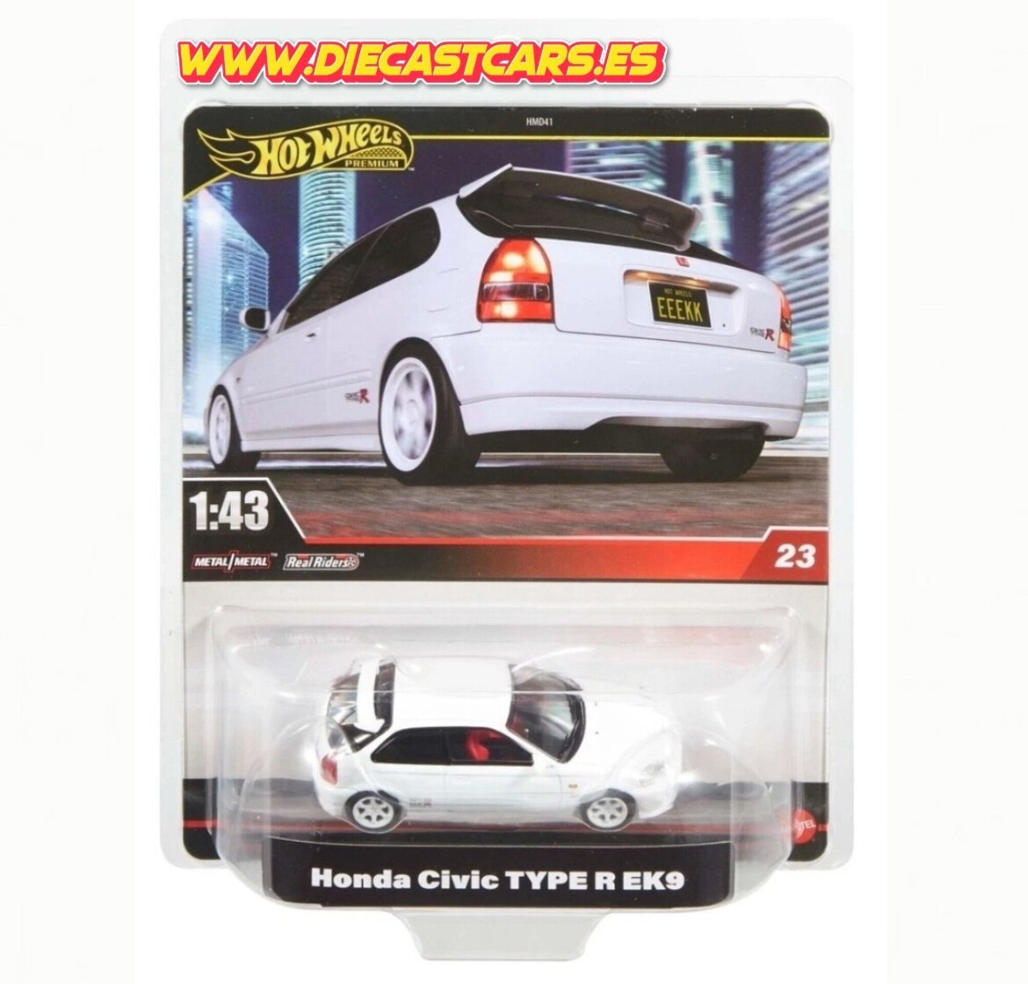 Hot Wheels Premium HONDA CIVIC TYPE R EK9 *Serie 1:43 1/43* Real Riders Metal - 1