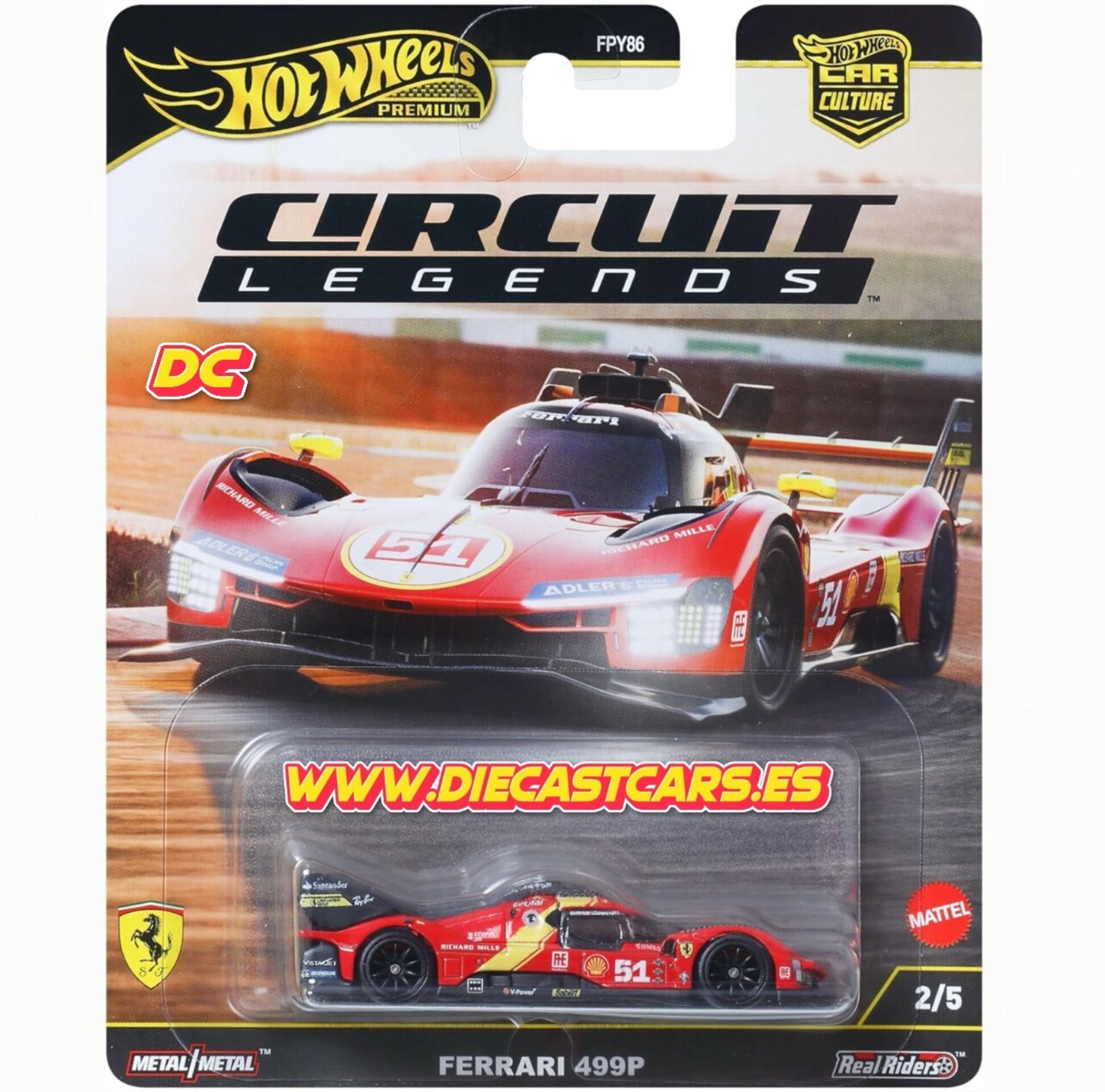 Hot Wheels Premium FERRARI 499P *Serie Circuit Legends* Car Culture Real Riders - 1