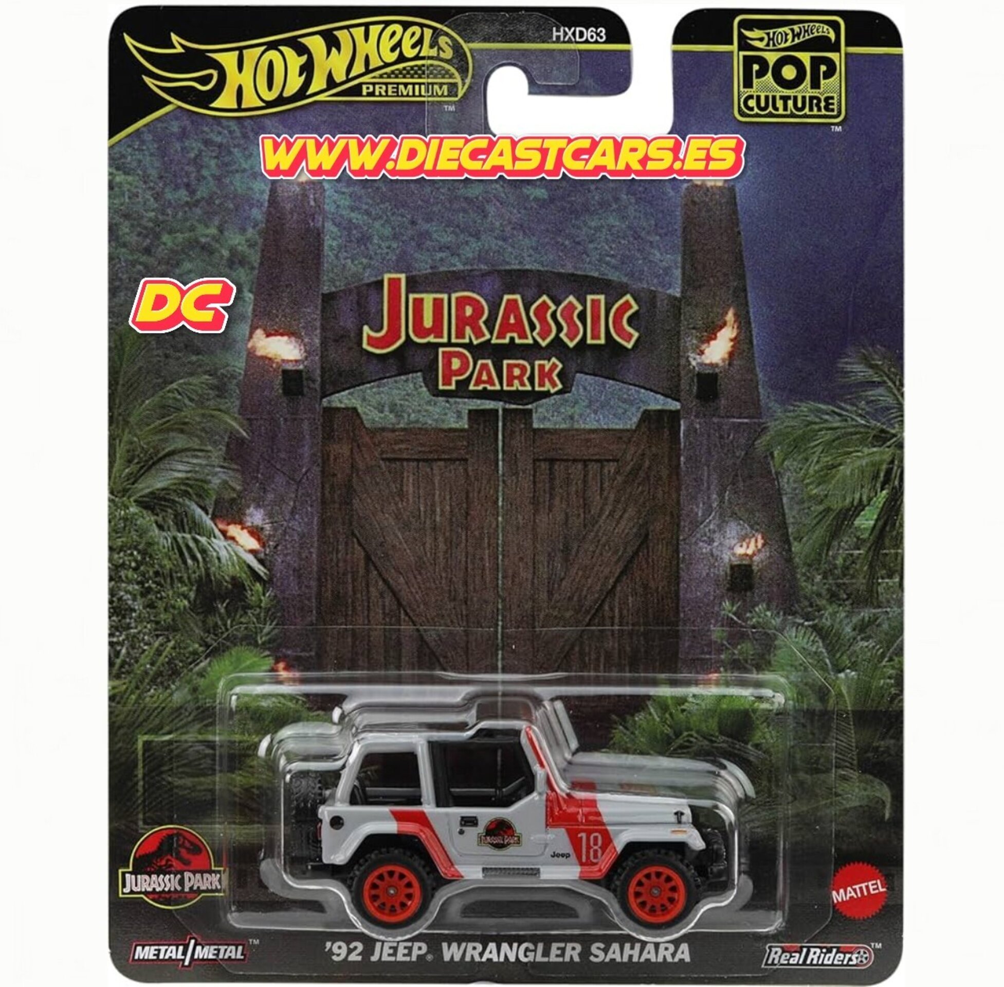 Hot Wheels Premium JURASSIC PARK ´92 JEEP WRANGLER Serie Pop Culture Real Riders - 1